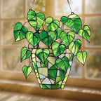 Pothos Monstera Plants Acrylic Suncatcher, Boho Suncatchers for Window Hangings, Stained Glass Effect Indoor Outdoor Garden Decor for Nature Lover, Gifts for Mother's Day, Mom, Grandma, Wife, Women