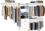 ClosetMaid SuiteSymphony Hanging Closet Kit Includes (1) Tower, (3) Closet Rods, (4) Shelves, (3) Top Shelves w/Brackets, and (4) Drawers, White