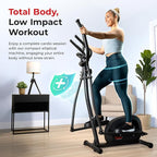 Sunny Health & Fitness Smart Upright Elliptical with Pulse Sensor Built-in, Indoor Full-Body Cross-Training & Cardio Exercise Machine for Home, Free SunnyFit App Connection