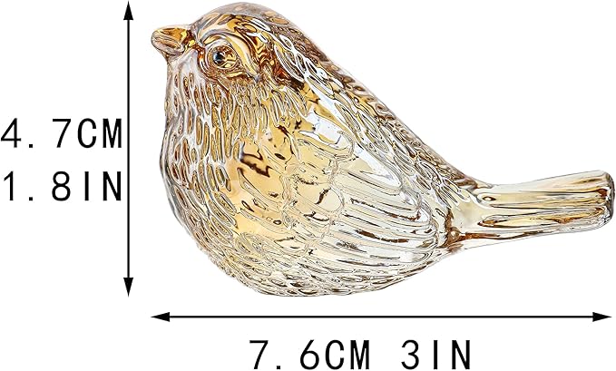 H&D HYALINE & DORA Blown Glass Birds Collectible Figurines Crystal Birds Gifts for Women Glass Figurines for Animal Lovers for Table Centerpiece Home Decor(Champagne)