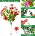 Artificial Fake Flowers for Outdoors Spring Decor, 12 Bundles Faux Silk Flowers Daisy Eucalyptus Plants UV Resisitant Colorful Artificial Flowers for Outside Planter Pots Front Porch Garden Patio