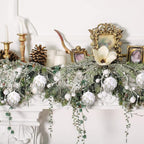Jetec 8 Pieces Christmas Ornaments Glitter Christmas Tree Hanging Decoration Decorative Artificial Pine Cones Flowers Hanging Ornaments for Winter Wreath Holiday Decor(White)