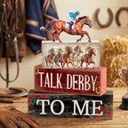 Lineshading 4 Pcs Derby Day Horse Party Decorations Derby Horse Racing Table Decor Wooden  Horseman Centerpiece Decor for Home Office Desk Decorations Holiday Party Supplies