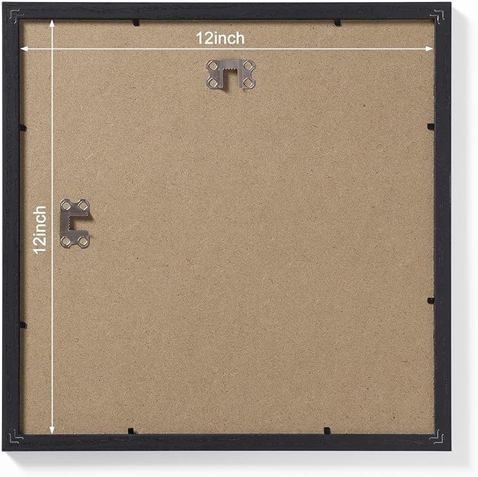 Vittanly 12x12 Picture Frames Set of 9, Display 8x8 Pictures with Mat or 12x12 without Mat, Photo Frames for Wall Mount, Engineered Wood, Black&Brown&Distressed White
