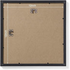Vittanly 12x12 Picture Frames Set of 9, Display 8x8 Pictures with Mat or 12x12 without Mat, Photo Frames for Wall Mount, Engineered Wood, Black&Brown&Grey