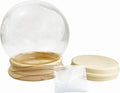 National Artcraft 6" Diameter Glass Snow Globe | Water Globe | Unfinished Birch Wood Base | Rubber Seal | Snow Flakes - Neck Opening is 3-7/8" - (1/Pack)