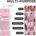 Simple Houseware 24 Pockets Large Clear Pockets Over The Door Hanging Shoe Organizer, Pink (56" x 22.5")