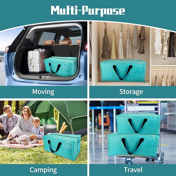 6-Pack Moving Bags,Heavy Duty Large Storage Bags with Zippers & Backpack Straps,Space Saver Bags are Packing Supplies for Moving & Travel,Alternative to Moving Boxes(BLUE)