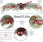 CISDUEO Christmas Decoration Floral Greenery with Berries and Christmas Balls Red Pinecone 27.55 Inch Wreath Xmas Door Swag for Front Door Festival Decor Wall Arch Window