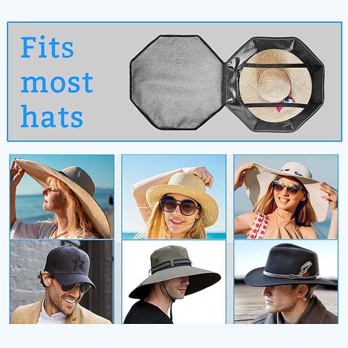 2 Pack Hat Box Cowboy Hats Box Hat Boxes for Women Storage,Cowboy Hats Storage for Travel,Wide Brims Cap Carrier Case for Closet with Handles,Hatbox Storage Boxes Closet Organizers