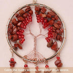Pretty Jolly Small Tree of Life Crystal Stone Dream Catchers Red Feathers Mini Dreamcatchers for Cars Rear View Mirror Hanging Decoration Good Luck Travel Charm Bedroom Ornaments for Women Girls