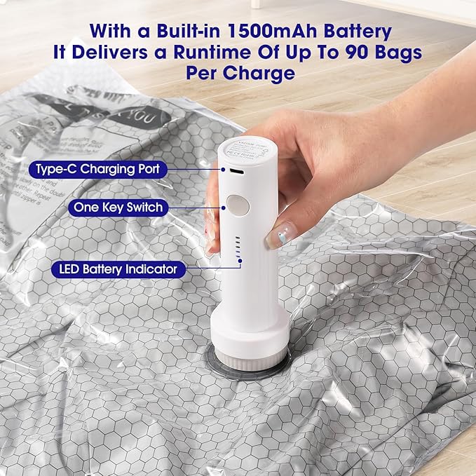 30 Pack Vacuum Storage Bags with Rechargeable Wireless Pump,10 Large 10 Medium 10 Small Space Saver for Travel Home Seasonal Storage Compression Packing Bags for Clothing Blankets