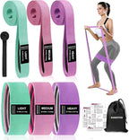Long and Short Fabric Resistance Bands with Door Anchor, Non-Slip Stretch Booty Bands for Working Out Women & Men, Loop Exercise Elastic Bands for Home Physical Therapy Yoga Pilates