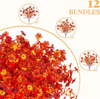 Artificial Fake Mums Fall Flowers for Outdoor Outside Decoration 12 Bundles Faux Silk Flowers Plants Realistic Daisy UV Resistant Fall Décor Autumn Front Door Porch Patio Yard Decoration