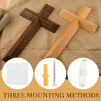 Yookin 13inches Wood Wall Cross Wooden Wall Decor Hanging Cross Decorations for Church Home Office Christian Baptism Religious Gift(Black Walnut)