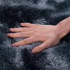 Runner Rugs for Bedroom, 2x6 Fluffy Throw Area Rug Non Slip for Bedside Dorm Hallways, Long Soft Shag Carpet for Nursery Living Room, Blue Grey