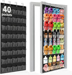 Over the Door Shoe Organizer with 40 Clear PVC Pockets – Waterproof Hanging Shoe Holder for Closet & Bathroom – Space-Saving Door Shoe Rack for Shoes, Toys, Toiletries & Snacks(Black)