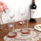 Modern Clear Coaster Set of 5- Glass Coasters for Drinks Crystal Coaster Round Cup Coasters Coffee Table Decor for Office, Kitchen, Bar, Dining Room, Living Room, Patio(Clear Red)