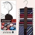 Tie Hanger,Tie Organizer for Closet 20 Storage Capacity,Wooden Necktie Organizer Tie Holder,360 Degree Rotating Accessory Organizers for Tie,Belt,Scarf