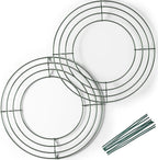 2-Pack 8 Inch Wire Wreath Frame – Round Metal Wreath Form with Ring Design for DIY Crafts, Floral Projects, and Home Decor – Dark Green Wire Frame for Christmas Holiday & Weddings