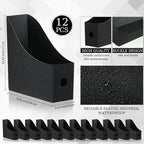 Geyee 12 Pack Magazine File Holder Plastic Desk Organizer Magazine Holder Storage Heavy Duty File Boxes for Home Storage and Office Organization(Black)