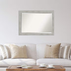 Amanti Art White Wall Mirror 28x40 Rustic White Wash Rectangle Bathroom Mirror for Wall Decor Living Room, Large Country Rustic Wood Frame, Hangs Horizonally and Vertically, Bathroom Decor, Beveled