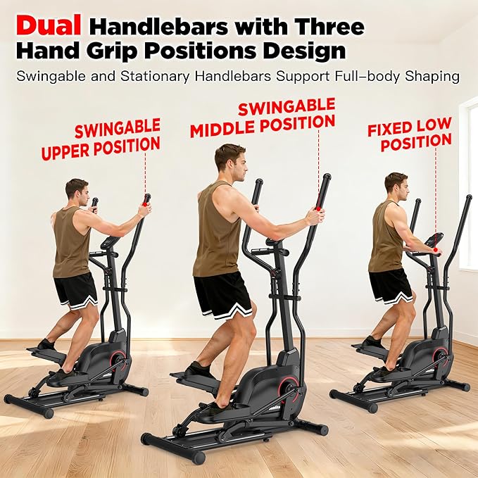 Elliptical Machine, Elliptical Exercise Machine for Home with Hyper-Quiet Magnetic Driving System, Elliptical Trainer with 15.5IN Stride, 14 Resistance Levels, 300LBS Loading Capacity