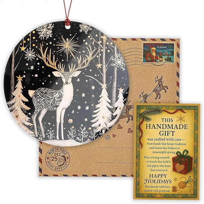 Reindeer Christmas Ornaments 2026, Scandinavian Christmas Decor Ornament, Dated Christmas Ornament 2026, Hanging Indoor Reindeer Christmas Decoration, Elegant Holiday Ornaments