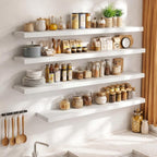 FLYJOE 24 Inch Long Floating Shelves for Wall Set of 1, 12" D Wood Grain Bathroom Shelves with Invisible Brackets, Easy Install Engineered Wood Storage Shelves for Kitchen, Living Room, Bedroom
