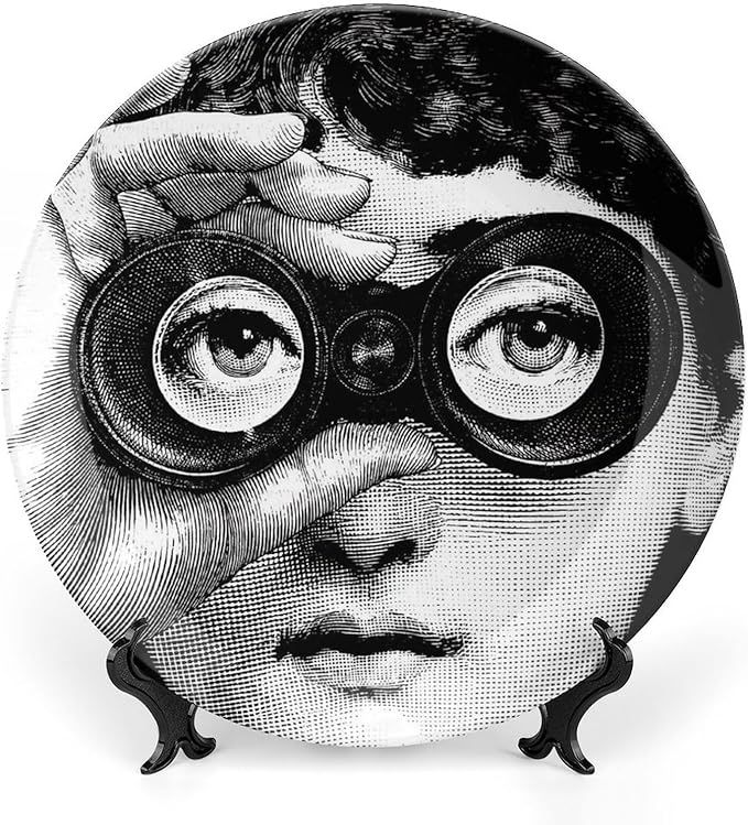 Lina Cavalieri Plate, Wall Decorative Plate, Mysterious Face Plate Wall Hanging Decoration,Including Bracket And Special Spring HooK,style-8,7inch