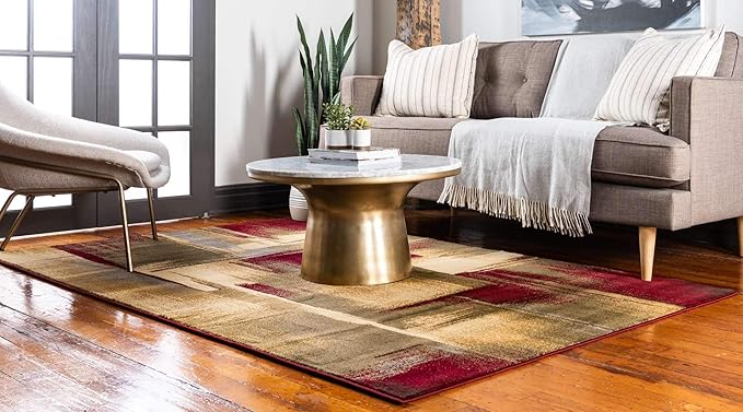 Unique Loom Barista Collection Area Rug - Timor (4' 1" x 6' 1" Rectangle, Multi/ Red)