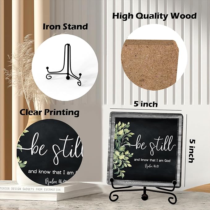 Home Decor, Farmhouse Be Still And Know That I Am God Shelf Decor For Living Room, Christian Gifts For Women Men, Entryway Tv Stand Fireplace Mantle Coffee Table Decoration (Still-13)