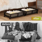 Bamboo Under Bed Storage with Wheels,Rolling Underbed Shoe Organizer Box for Shoes,Blankets,Toys,Clothes Container Space-Saving Bins for Bedroom,Closet,Dorm,Nursery