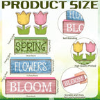 Moucuny 4 Pcs Spring Table Decor Wooden Tulip Spring Tiered Tray Decor Flowers Table Centerpiece Decorative Colorful Tulip Block Signs Gift Farmhouse Flowers Decoration for Home Kitchen Shelf