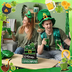 Lineshading 4 Pcs St Patricks Day Table Decor Leprechaun Wooden Stacked Blocks with Lucky Green Truck St. Patrick's Day Tiered Tray Decor Welcome Leprechauns Irish Centerpieces for Home Kitchen
