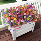 INQCMY Artificial Flowers for Outdoors Faux Plants Fake Flowers Spring Summer Decoration,12 Bundles Faux Silk Colorful Daisy Realistic UV Resistant for Outside Home Planter Window Porch Patio Yard