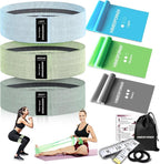 Wide Fabric Resistance Bands for Working Out, 3 Level Non-Slip Exercise Booty Bands for Women & Men Leg and Glutes with Hair Ties and Tape Measure - for Home Gym Workout, Yoga, Pilates