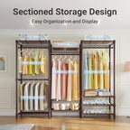 VIPEK V5 Portable Closet Wardrobe Heavy Duty Clothes Rack Metal Freestanding Clothing Racks, Adjustable Custom Closet Racks with 4 Hanging Rods & 8 Shelves, 68.9" Lx15.7 Wx76.4 H, Bronze