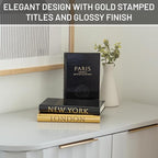 Decorative Books for Home Decor – Decorative Hardcover Display Faux Books for Bookshelf – Black and Gold Foiled Decor Books for Coffee Table – Fashion Designer Books Decor Set of 3 (Black and Gold)