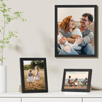 Vittanly 11x14 Picture Frames Set of 9, Shatter Resistant Plexiglass, Display 8x10 Pictures with Mat or 11x14 without Mat, Photo Frames for Wall or Tabletop, Engineered Wood, Black