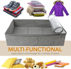 LotFancy Foldable Under Bed Storage Bags, Closet Organizers and storage bins, Clothes Blankets Organizer, with Clear Window and Reinforced Handles, 24” x 16” x 6", Gray, Pack of 2