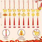 8 Pcs Chinese New Year Horse Decorations Lunar New Year 2026 Red Tassel Ornaments with Wealth Success Good Luck Hanging Decorations for Gifts Home Car Decor