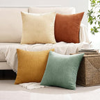 MIULEE Boho Farmhouse Throw Pillow Covers 20x20 Inch Set of 4 Summer Modern Natural Decorative Cushion Covers Soft Corduroy Spring Decor for Couch Bed Sofa Living Room Orange Teal Gradient Series