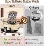 Huray Rayho Coffee Decor for Coffee Bar Metal Truck with Coffee Beans Burlap Sack Vintage Pickup Farmhouse Coffee Station Tabletop Tiered Tray Decor Mini Diecast Truck Decorations