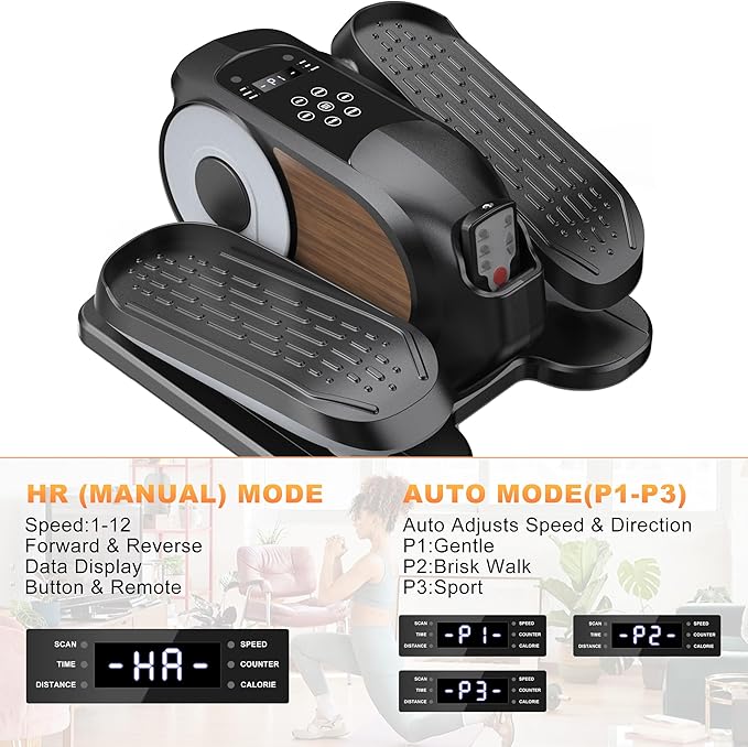 Mini Under Desk Elliptical Low Impact Electric Leg Exerciser As Seen on TV While Sitting for Seniors with Non-Slip Mat Quiet & Portable for Home and Office
