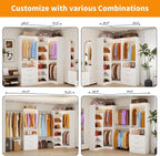 Closet System with 3 Drawers, Corner Closet Organizer Systems with 7 Shelves & 5 Hanging Rods L-Shaped Walk in Closet Freestanding Corner Tower Modular Storage System 2 Sets 1400+ Lbs Capacity White