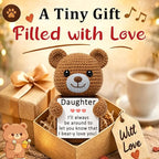 WELLBANEE Daughter Gifts from Mom Dad, Positive Crochet Bear Gift for Daughter, Birthday Graduation Gifts for Daughters, Handmade Comfort Gift for Teen Girls Women