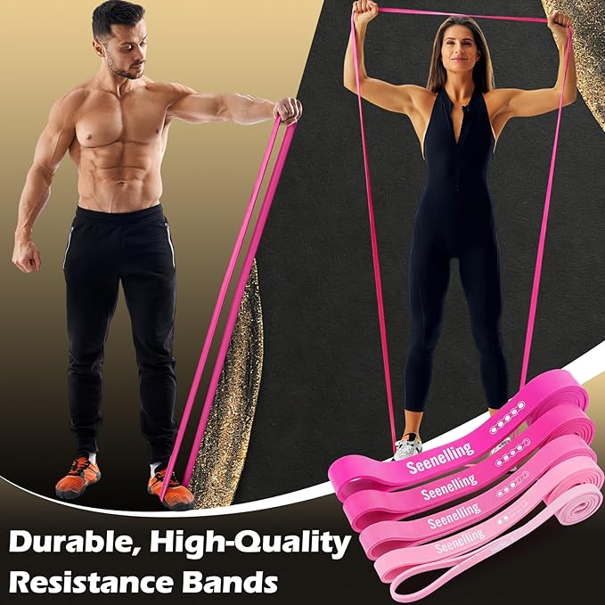 Resistance Bands for Exercise Working Out, 5-Level Pull-Up Assistance Full-Body Training Bands for Women Men Home Workouts, Physical Therapy, Strength Training