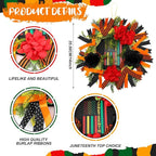 Hoteam Juneteenth Wreath for Front Door African American Door Wreaths June 19th 1865 Freedom Juneteenth Decorations for Festival Indoor Outdoor Home Porch Decoration