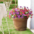 Artificial Flowers Faux Plants Outdoor Fake Flowers Spring Decor,12 Bundles Realistic Plastic Plant Colorful Daisy UV Resistant for Porch Patio Home Yard Garden Window Box Pot Planters